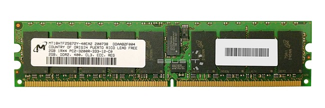 Arbeitspeicher 1x 2GB Micron ECC REGISTERED DDR2  400MHz PC2-3200 RDIMM | MT18HTF25672Y-40EA2