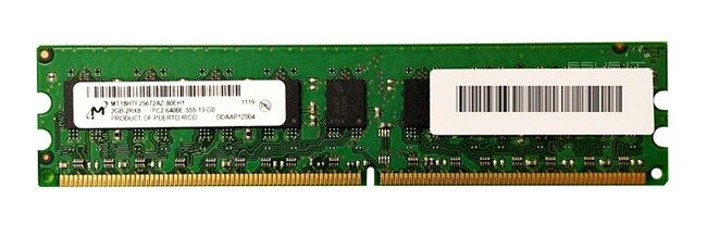 Arbeitspeicher 1x 2GB Micron ECC UNBUFFERED DDR2  800MHz PC2-6400 UDIMM | MT18HTF25672AZ-80EH1