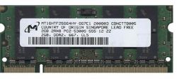 Arbeitspeicher 1x 2GB Micron SO-DIMM DDR2 800MHz PC2-6400 | MT16HTF25664HY-800