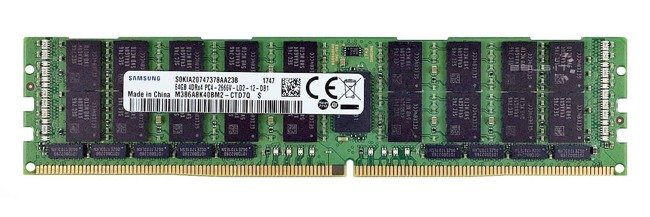 Arbeitspeicher 1x 64GB Samsung ECC LOAD REDUCED DDR4 4DRx4 2666MHZ PC4-21300 LRDIMM | M386A8K40BM2-CTD