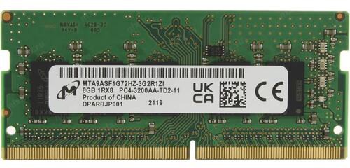 Arbeitsspeicher  1x 8GB Micron DDR4 1Rx8 3200MHz PC4-25600 SO-DIMM ECC  | MTA9ASF1G72HZ-3G2