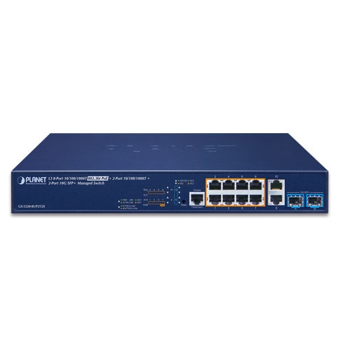 Schalter Planet GS-5220-8UP2T2X 10x 1Gb 2x SFP+ 240 W PoE+