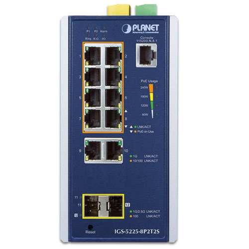 Schalter Planet IGS-5225-8P2T2S 10x 1Gb 2x SFP 240 W PoE+