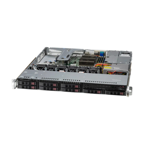 Serverplattform Supermicro 1U 110T-M SYS-110T-M Intel x 1 DDR4 x 4 8 x 2.5" SATA PSU 1+0