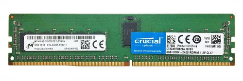 Arbeitspeicher 1x 8GB Micron ECC REGISTERED DDR4 2Rx8 2400MHz PC4-19200 RDIMM | MTA18ASF1G72PDZ-2G3