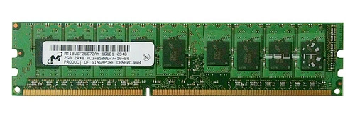 Arbeitspeicher 1x 2GB Micron ECC UNBUFFERED DDR3 1066MHz PC3-8500 UDIMM | MT18JSF25672AY-1G1D1